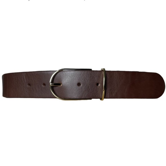 * NEW Everlane Brown Leather Belt Size Small Gold Tone Buckle - Picture 1 of 6